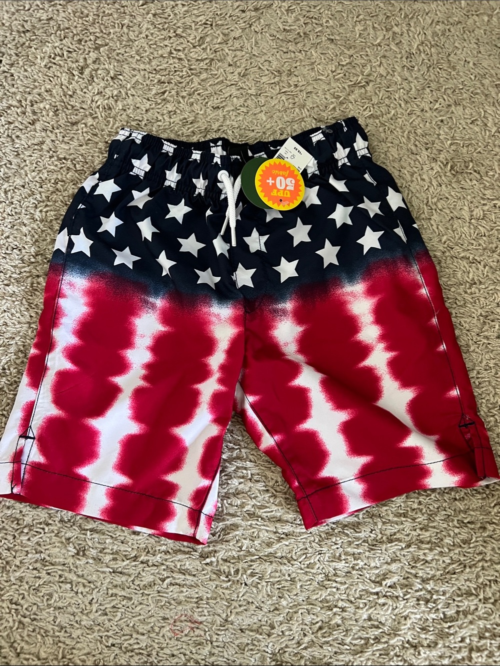 NWT Boys American flag swim trunks (M 7/8)